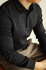 High-end Air Layer Cotton Long-sleeved Polo Shirt