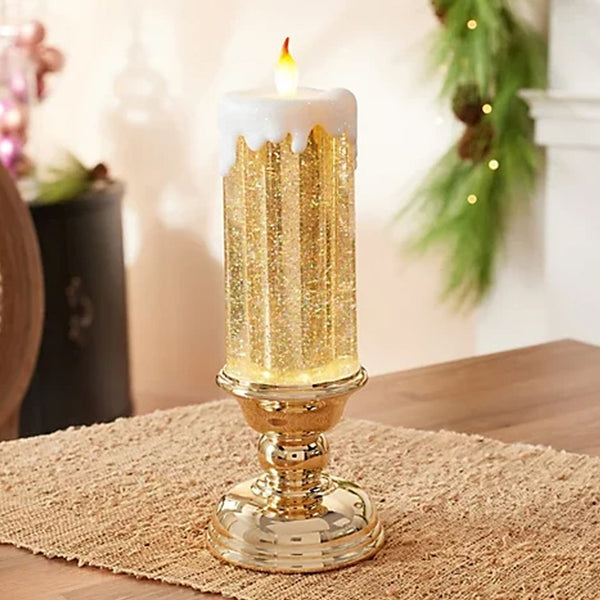 Rechargeable Color Electronic LED Waterproof Candle With Glitter Color - WOMONA.COM