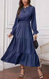 Summer Solid Color Long Sleeve Women Dress Ladies - WOMONA.COM