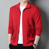 Solid Color Knitted Cardigan For Men - WOMONA.COM