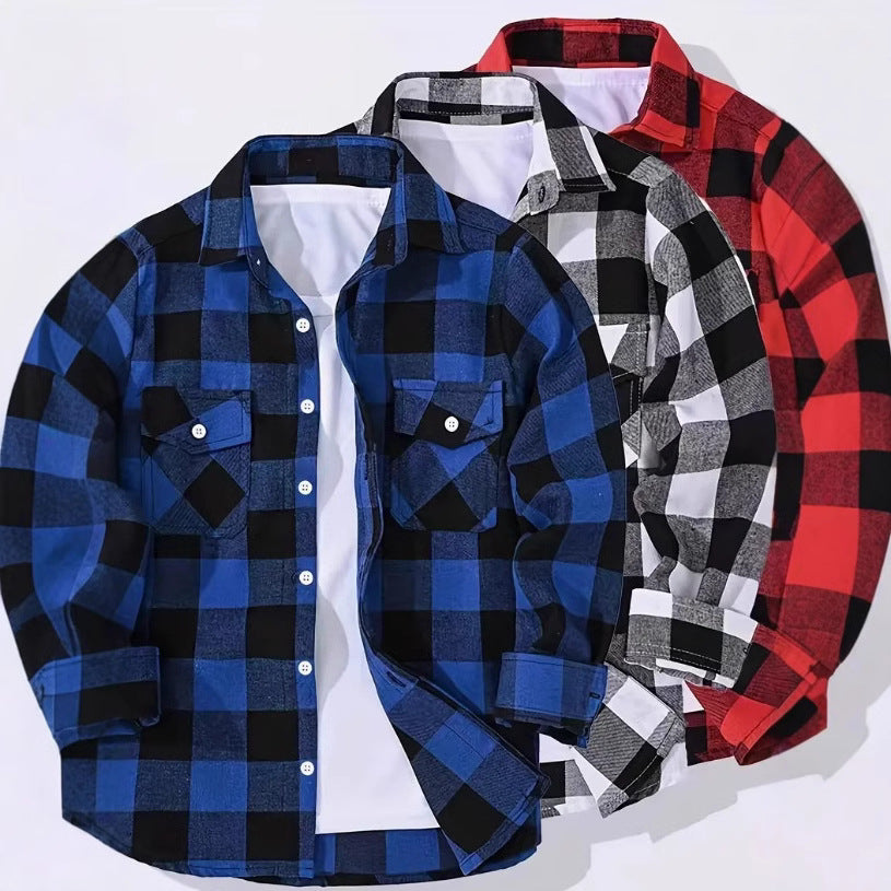 Men's long-sleeve cotton plaid flannel shirt