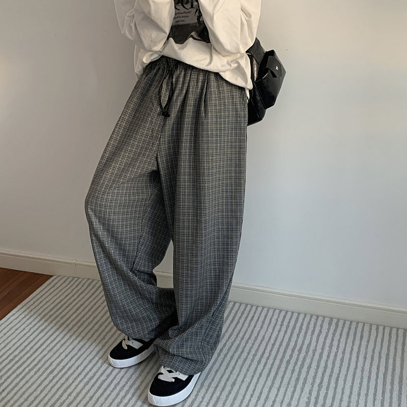 Quality Men's Casual Spring Plaid Retro Profile Trousers - WOMONA.COM