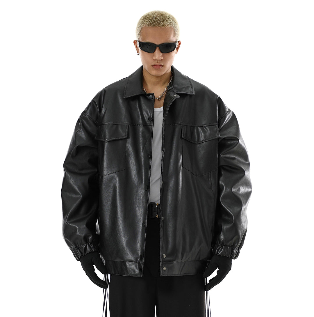 Men's Vintage PU Leather Coat - WOMONA.COM