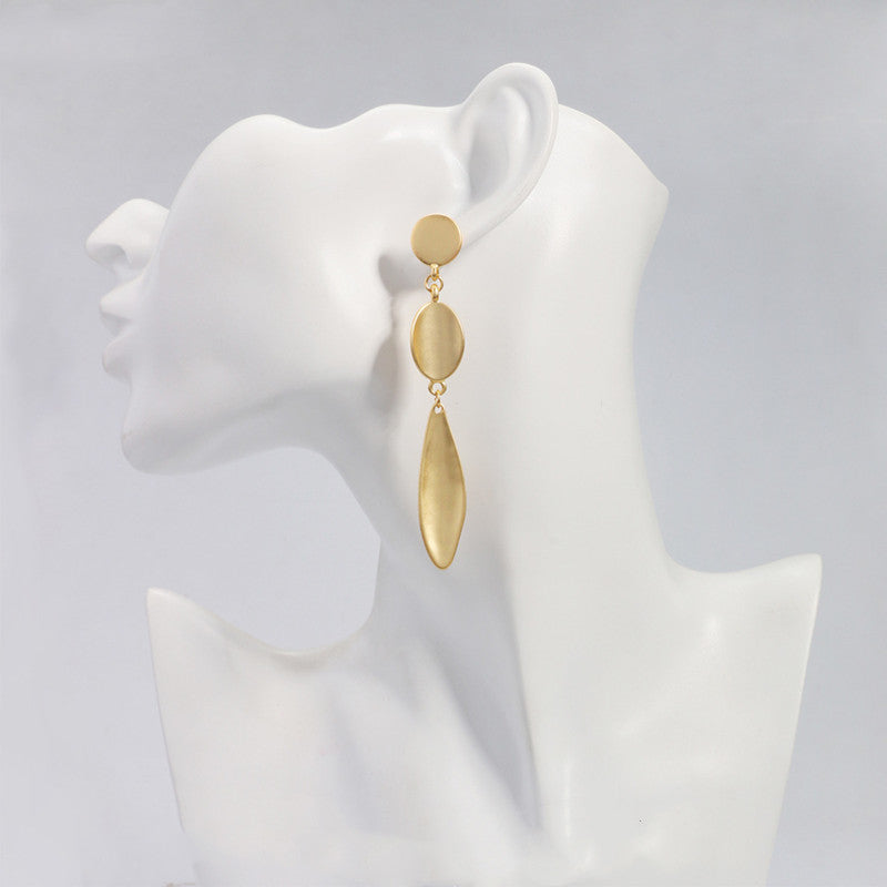 Long Simple Retro Alloy Leaf Earrings - WOMONA.COM