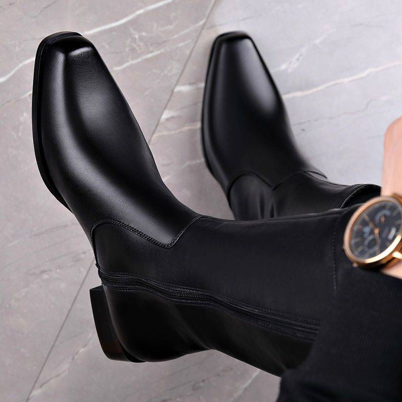 Men's Pointed Toe Business High-top Leather Boots