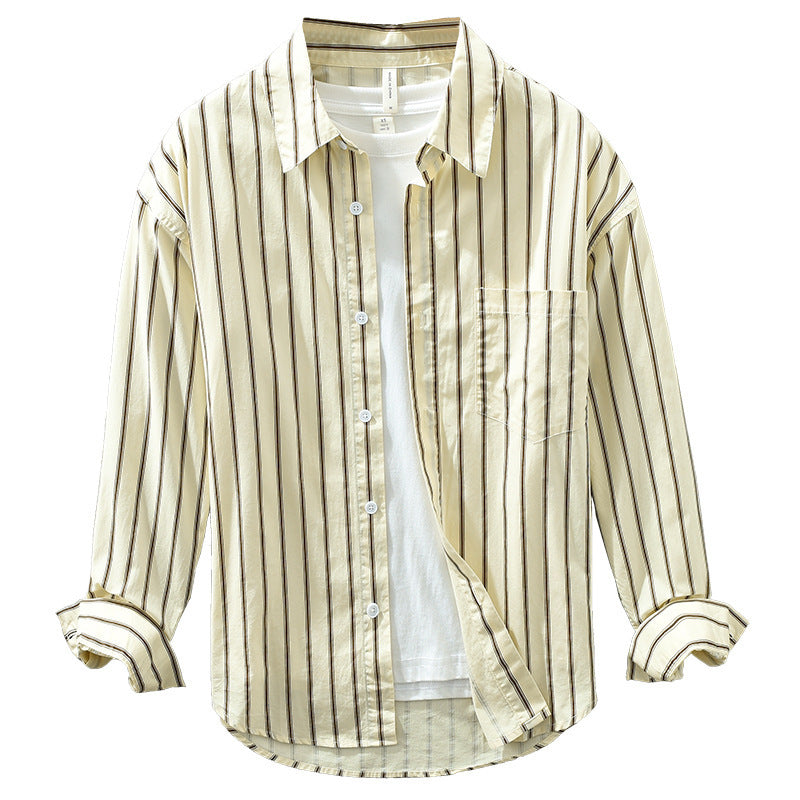 Square Collar Striped Casual Shirt