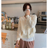 Cardigan Lazy Knit Sweater Loose Round Neck Top Coat - WOMONA.COM