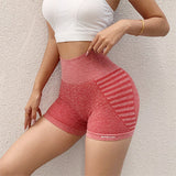Biker Shorts For Women High Wais Stripe Gym Running Shorts - WOMONA.COM
