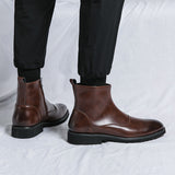 British Solid Color Pointed Leather Boots - WOMONA.COM