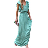 Wear V-neck Summer Sleeveless Printed Long Dress