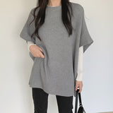 Elegant Lightly Mature Loose Slimming Cape Cloak Sweater