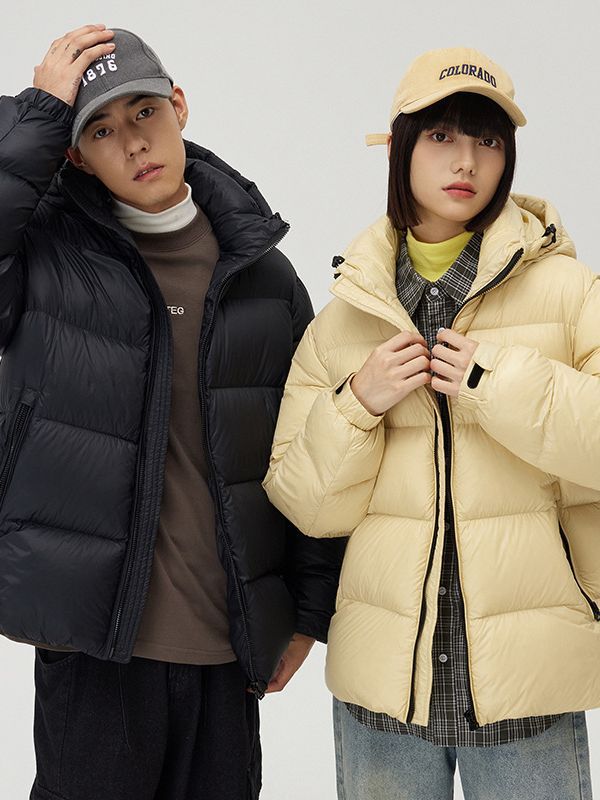 Couple Winter New Windproof Coat Solid Color Hooded - WOMONA.COM