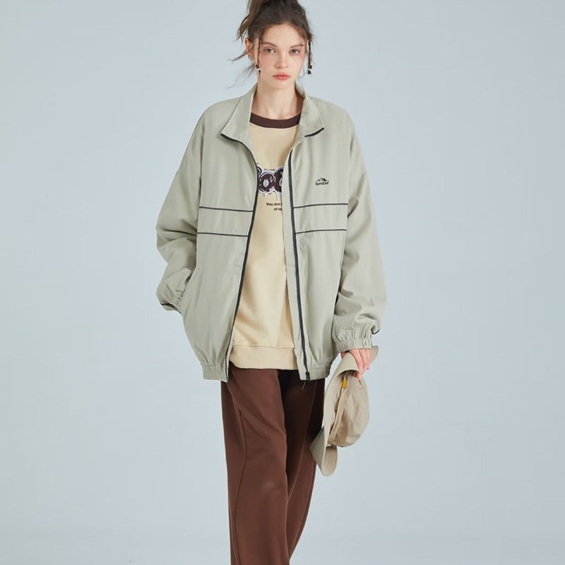 Women's Straight-Cut Lapel Zip Jacket, Apricot - product view 1