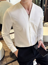 Men's High Texture Waffle V-neck Long Sleeve Shirt