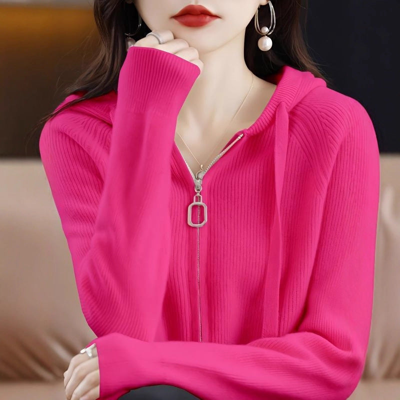 Women's One-Size Hooded Zip Cardigan - product view 1