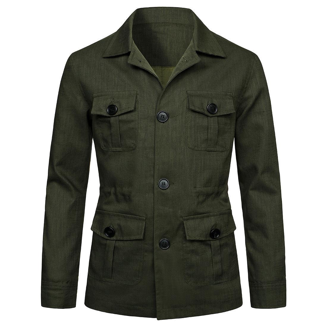 Lapel Multi-pocket Workwear Jacket Men - WOMONA.COM