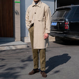 Vintage Cotton Long Trench Coat Lapel Men's Coat - WOMONA.COM