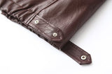 Solid Color Square Collar Leather Jacket Coat - WOMONA.COM