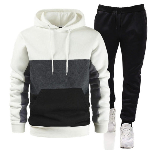 Men's 3 Color Block Hoodie Sportswear Suit - WOMONA.COM