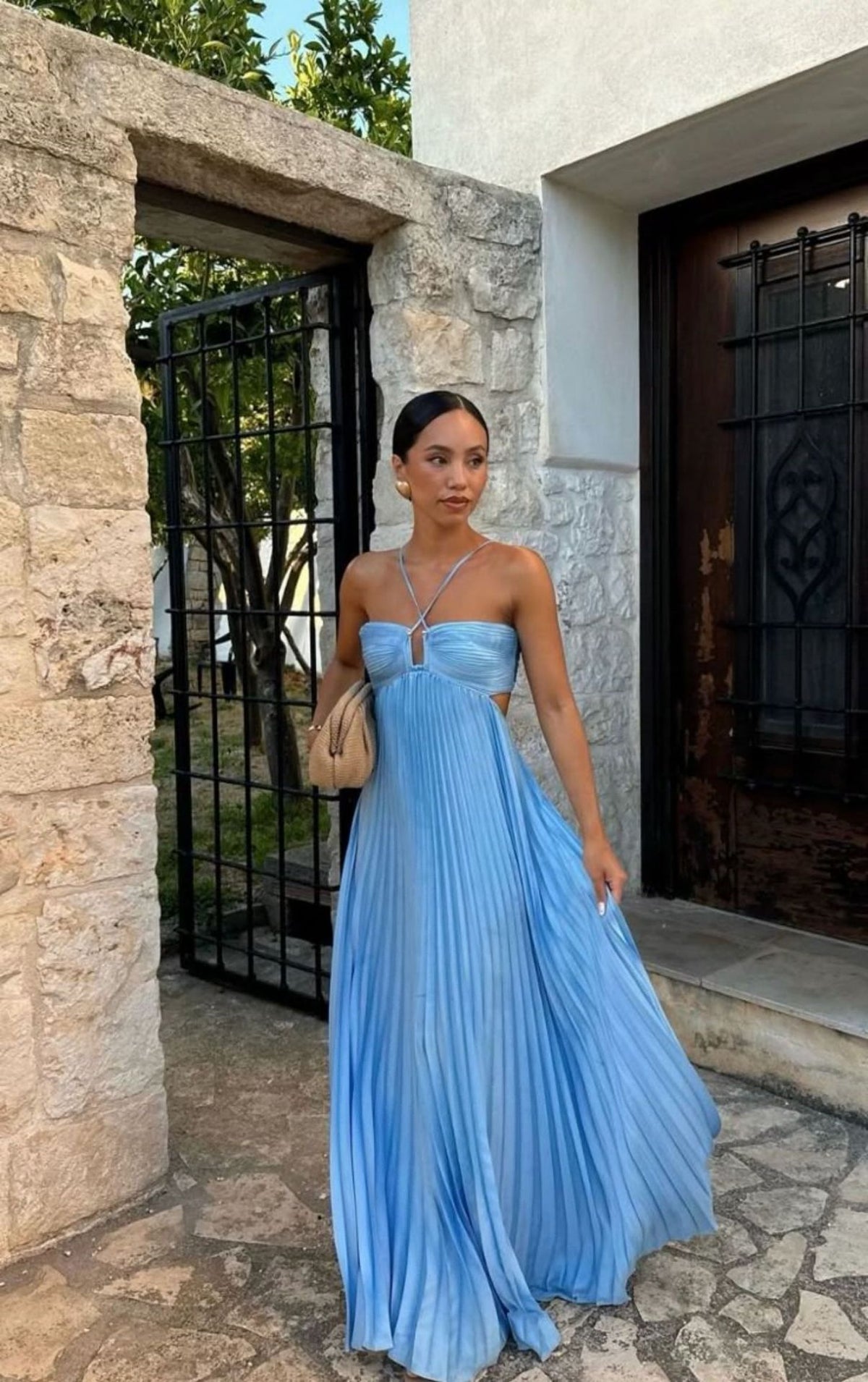 Women's high-waist pleated swing maxi dress – product image 9