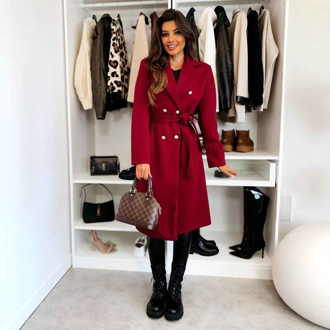 Women's Double-Breasted Lace-Up Coat