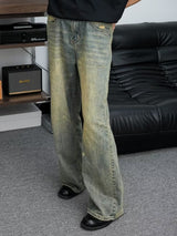 Retro Distressed Wide-leg Jeans For Men - WOMONA.COM