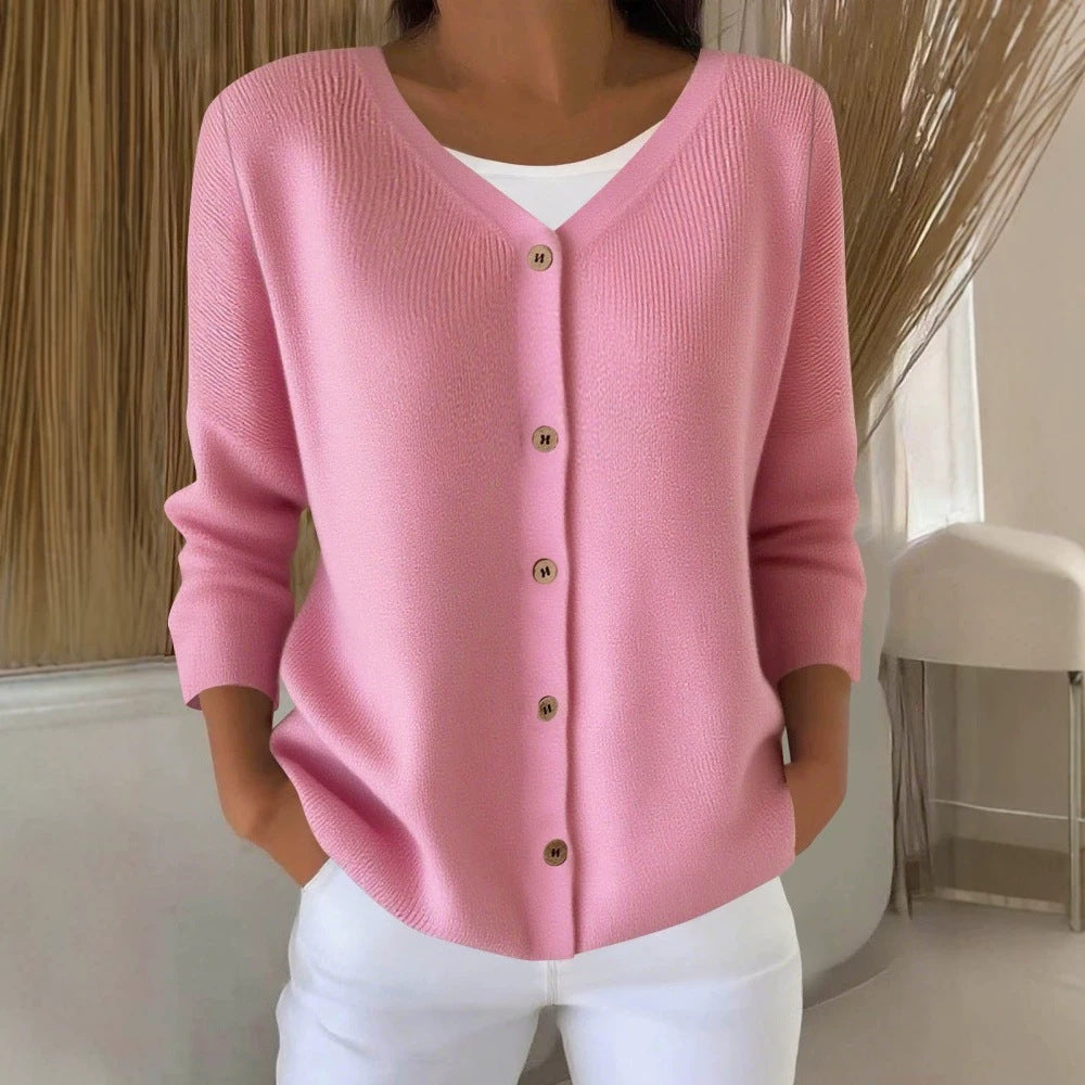 Women's V-Neck Button-Up Cardigan Top