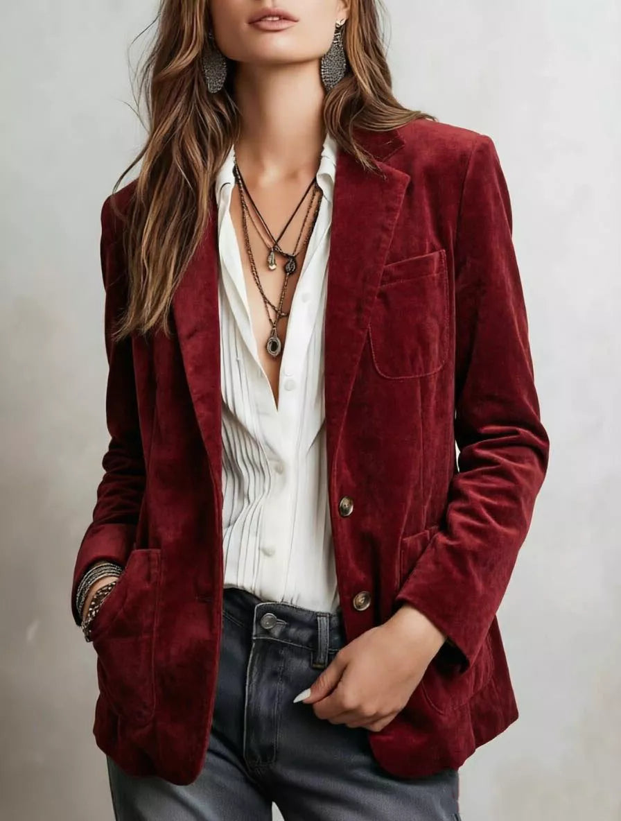 Women's Slim-Fit Suede Long-Sleeve Blazer – Plus Size – alternate product view 5
