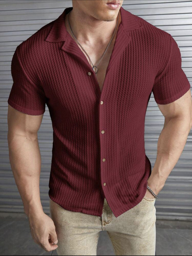 Fashion Casual Slim Top Short Sleeve Men - WOMONA.COM