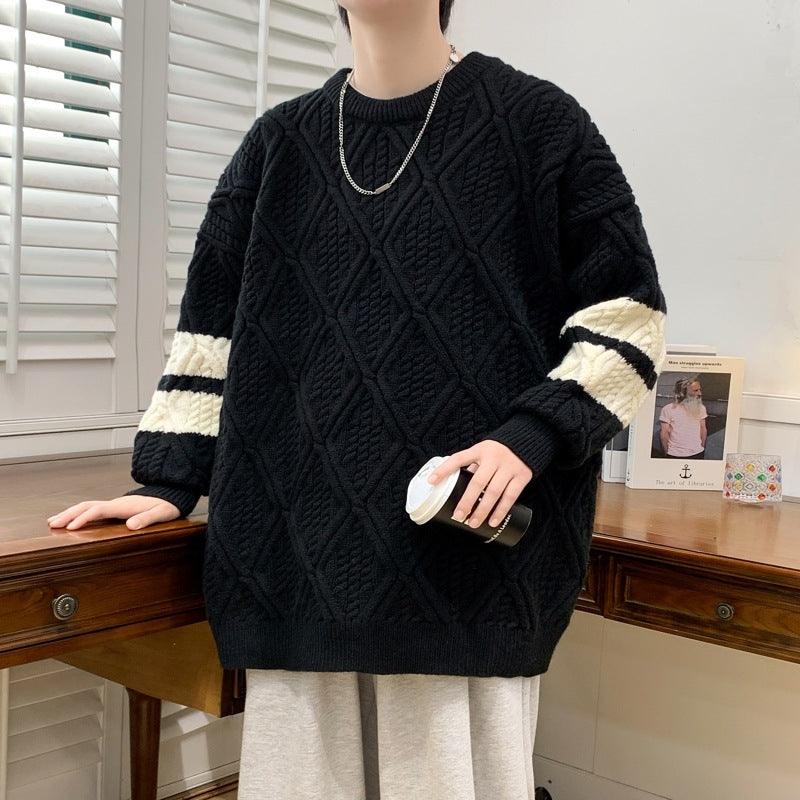 Men's Round Neck Brocade Sweater Autumn And Winter - WOMONA.COM