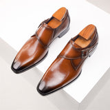 Zapatos de hombre con punta cuadrada, zapatos formales de negocios, zapatos de cuero, estilo británico para hombre