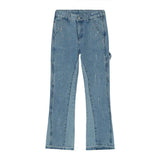 Basic Slightly Flared Split Jeans - WOMONA.COM