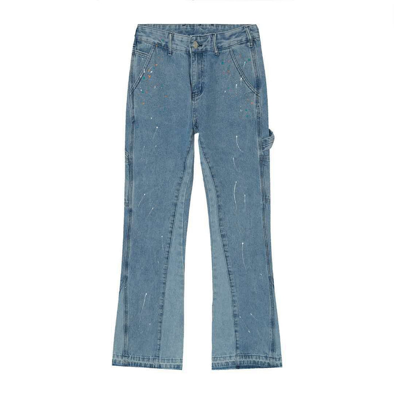 Basic Slightly Flared Split Jeans - WOMONA.COM