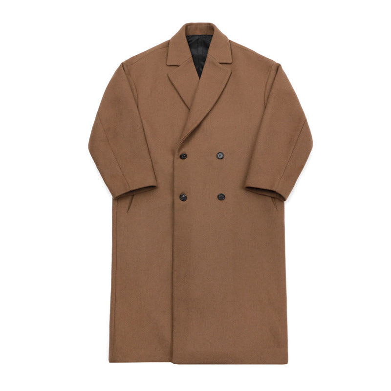 Trendy Loose Warm Woolen Woolen Trench Coat Jacket Men - WOMONA.COM