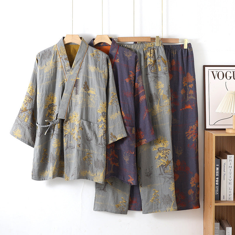 Men's Chinese Style Jacquard Cotton Lounge Set