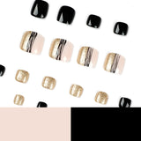 Women's Fashion Black Line Gold Powder Wear Manicure Nails - WOMONA.COM