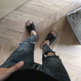 High Street Ripped Knee Jeans Cropped Pants Men - WOMONA.COM