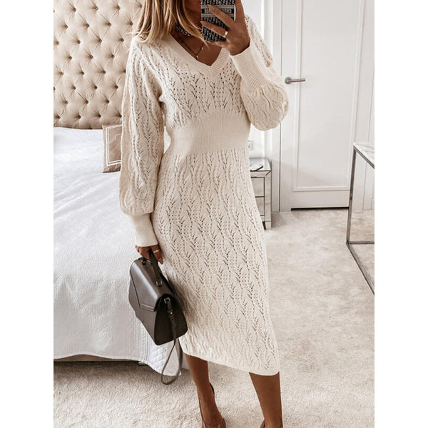 Warm Long Sleeves Knitwear Women's Sheath Dress - WOMONA.COM