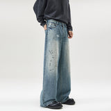 Lockere Jeans im amerikanischen Stil mit verwaschenem Splash-Ink