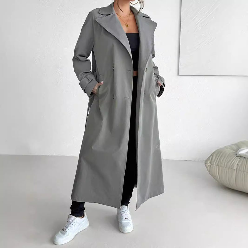 Long Premium Solid Color Double Breasted Coat