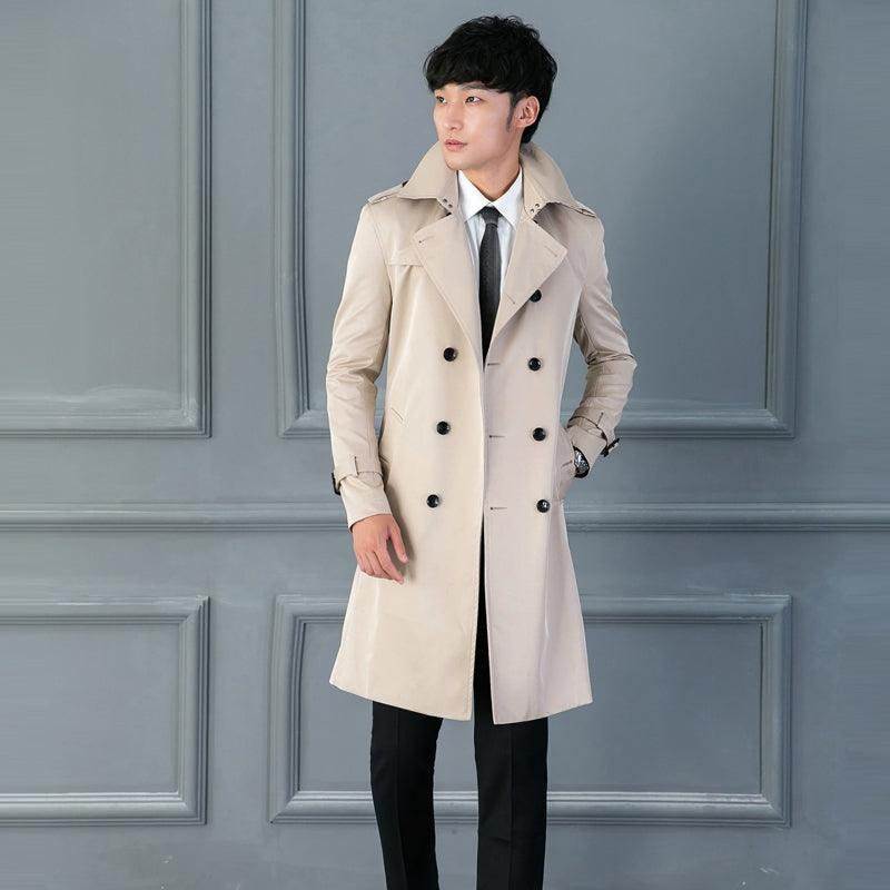 Long Double Breasted Spring And Autumn Slim British Business Coat - WOMONA.COM