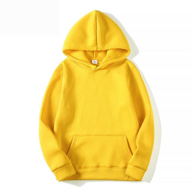 Men's Long Sleeve Pullover Hoodie in Yellow - WOMONA