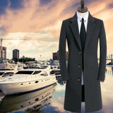 Men's Medium Long Woolen Coat - WOMONA.COM