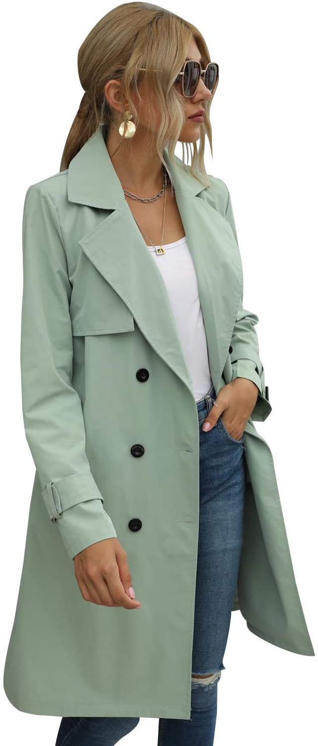 Women's Double Breasted Fashion Casual Trench Coat - WOMONA.COM