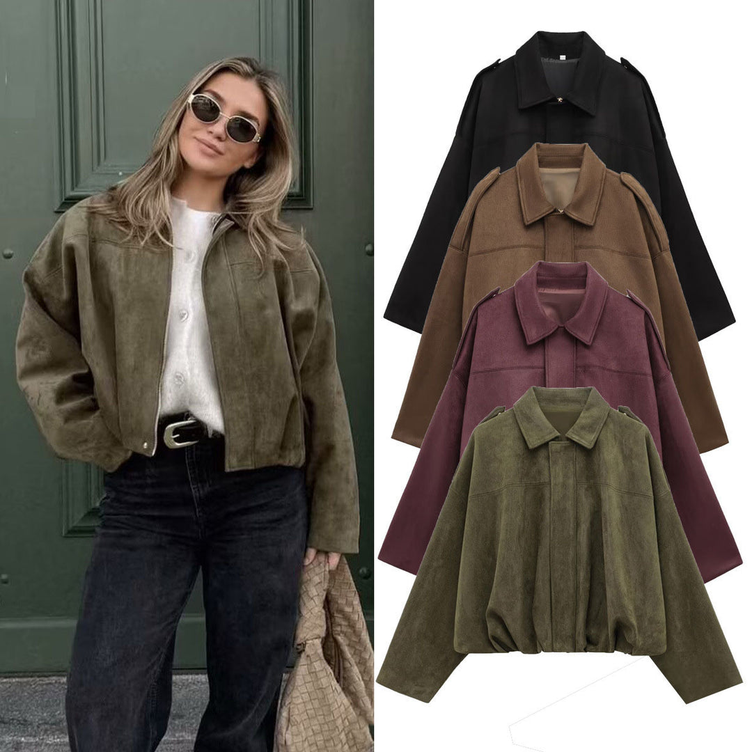 Men's Faux-Suede Zip-Up Bomber Jacket – product view 1 | WOMONA