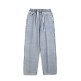 Elastic Waist Loose Straight Drooping Mop Pants - WOMONA.COM