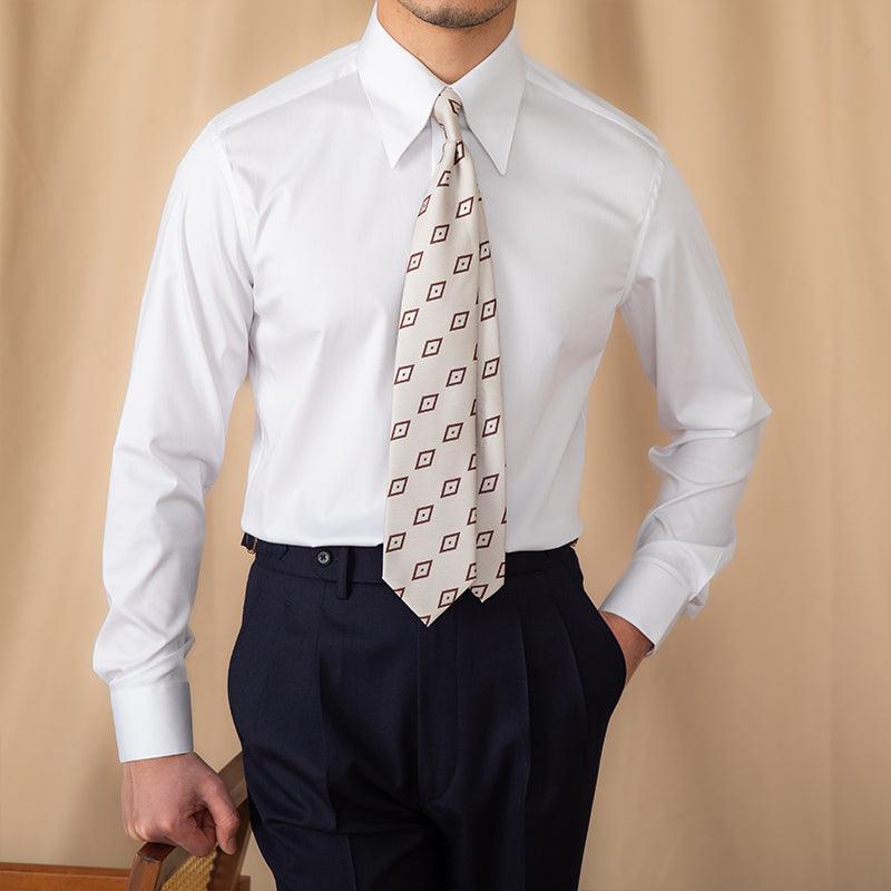 Men White Long Sleeve Shirt Slim Fit Business - WOMONA.COM