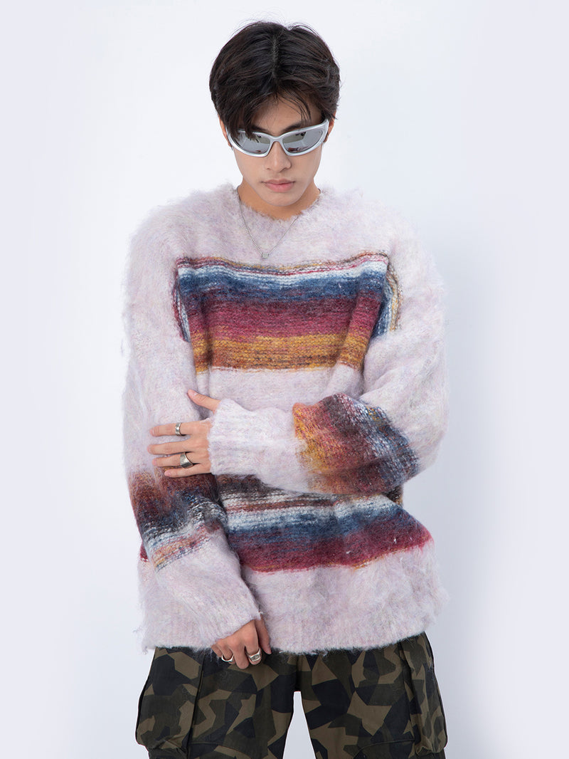 Hair And Stripes On A Thick Sweater Man - WOMONA.COM