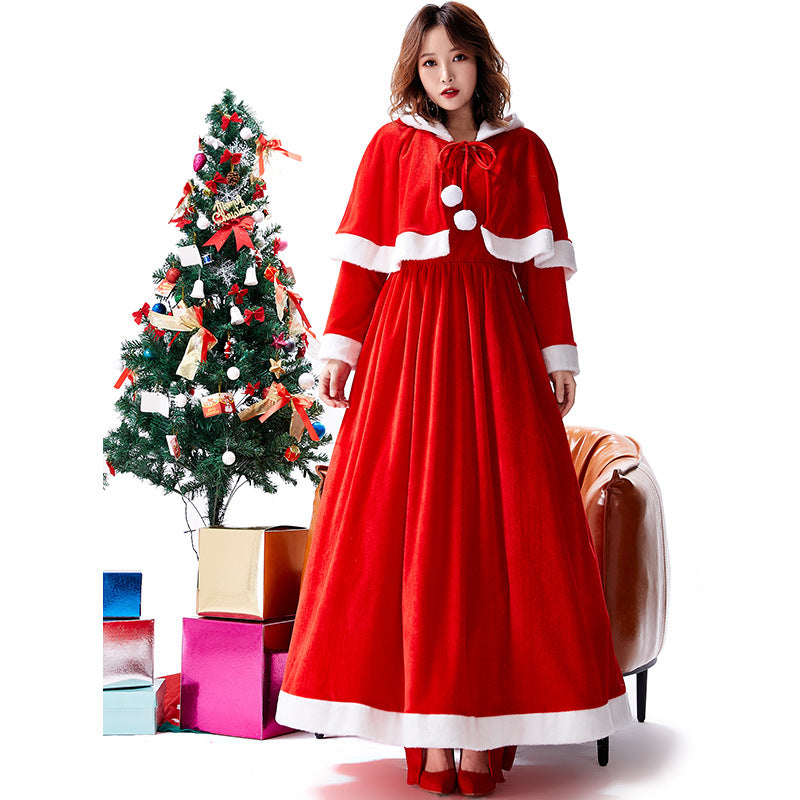 Christmas Outfit Two-tone Shawl Dress - WOMONA.COM