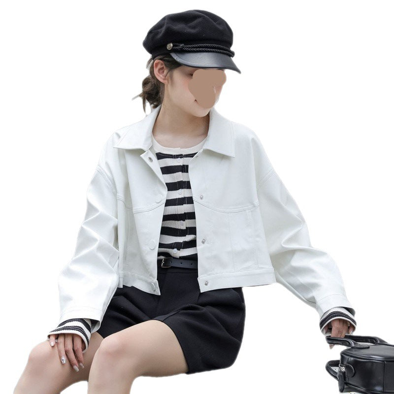 Short Leather Jacket New Vintage Women's Fashion - WOMONA.COM